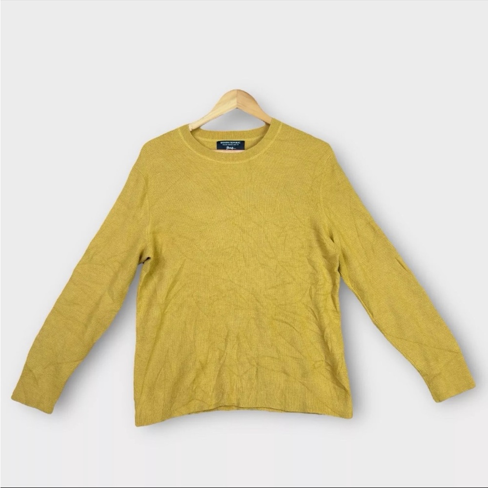 Banana Republic Italian Merino Yarn by Baruffa Sweater Size Large Yellow Shrunk